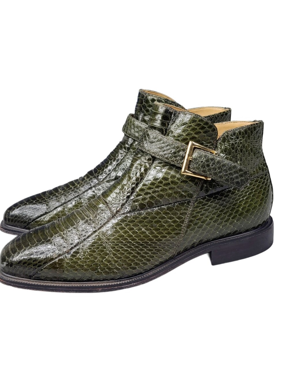 Georgio Brutini Mens Genuine Snake Skin Side Zip Chelsea Boots Size 9.5 Green